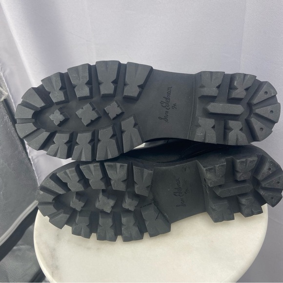 Sam Edelman Genia Smooth and Croc Effect Black Leather Chunky Heel Boot Size 7.5 - Picture 6 of 12